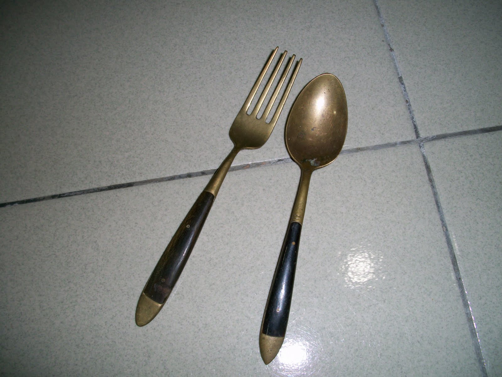 collectible items Vintage brass fork and spoon
