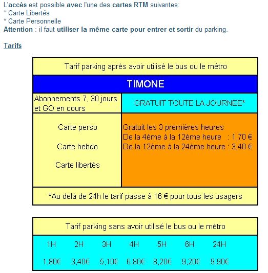 TARIFS PARKING