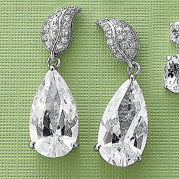 White Topaz Pear Drop Earrings White Topaz Pear Drop Earrings