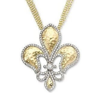 Diamond Fleur-De-Lis Necklace In 14kt Two-Tone Diamond Fleur-De-Lis Necklace In 14kt Two-Tone