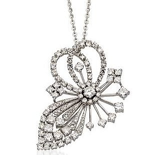Diamond Brooch/Pendant With Chain In Platinum Diamond Brooch/Pendant With Chain In Platinum