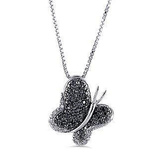 Black and White Diamond Butterfly Pendant Black and White Diamond Butterfly Pendant