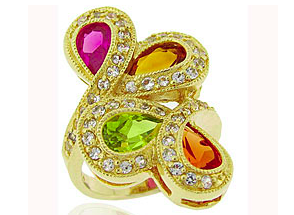 Gold and Sterling Silver Created Sapphire Ring Gold and Sterling Silver Created Sapphire Ring