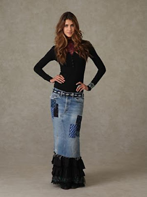 Merrie's Ruffled Denim Patchwork Skirt Merrie's Ruffled Denim Patchwork Skirt