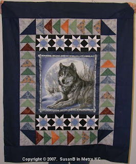 wolf panel quilt top