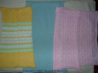3 machine knitted afghans