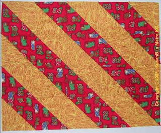 diagonal stripe Christmas quilt