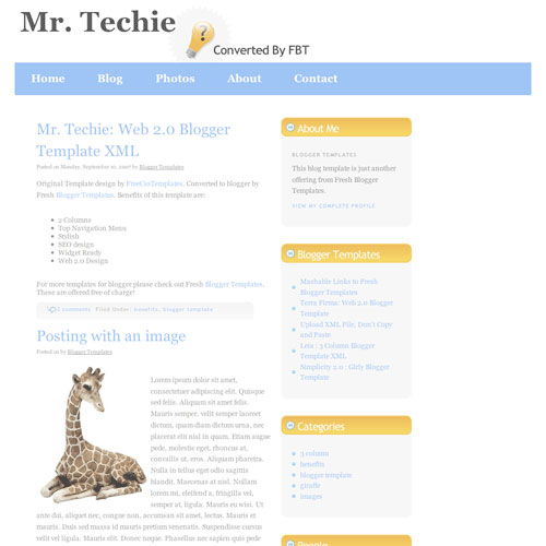 Mr. Techie Blogger Template