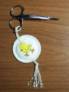 Scissors with hand made hanging ID label