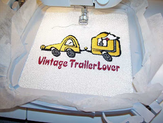 A view of the design in the hoop after it was done stitching.