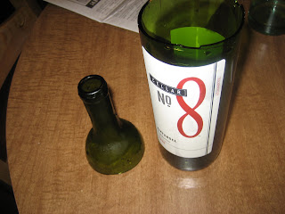 wine bottle that was cut with acetone and a string