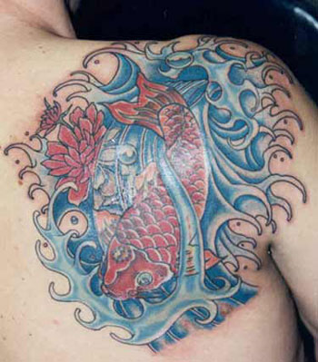 Through original Japanese Koi fish tattoo is said to show good luck in the