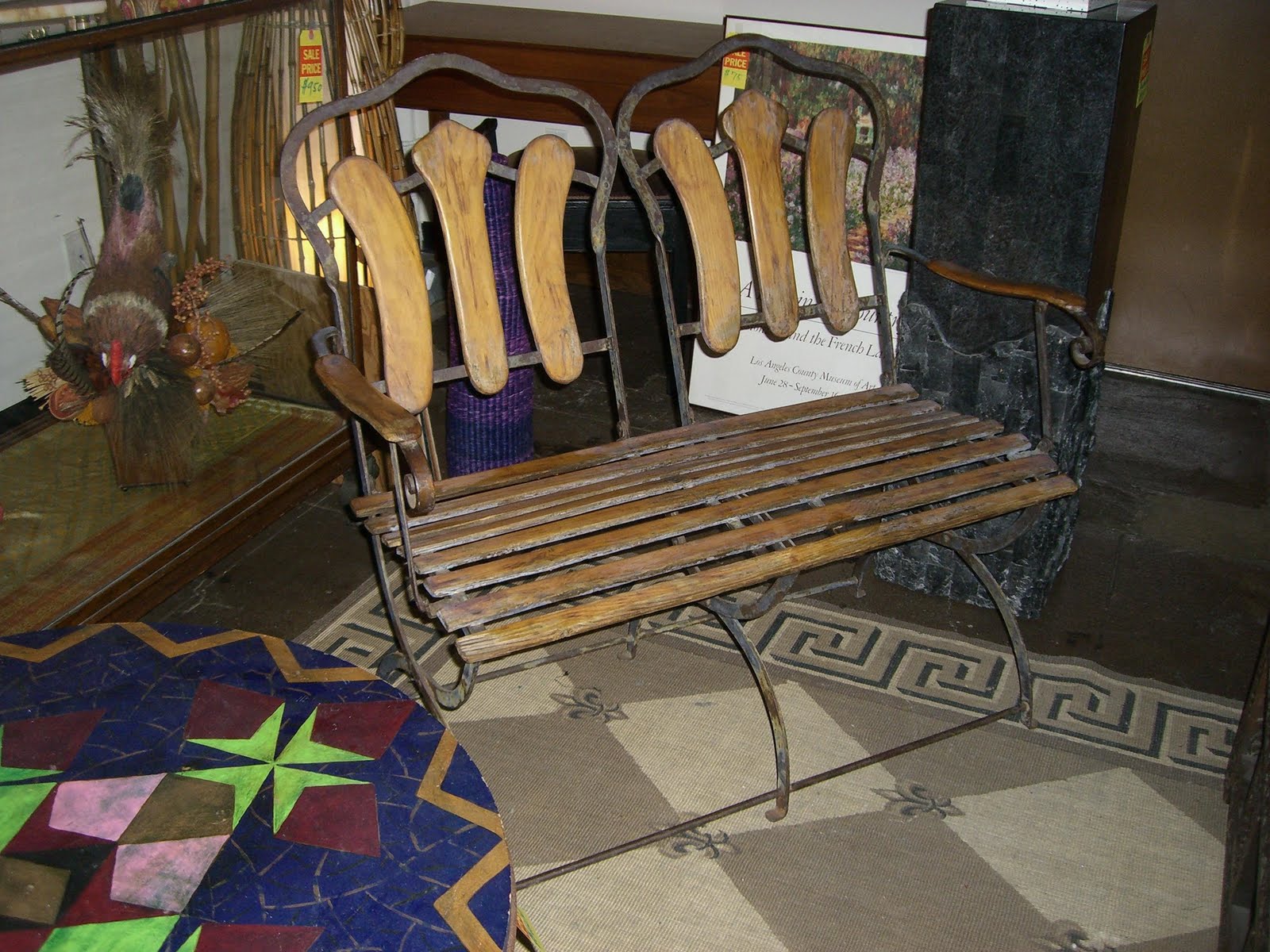 Vive La France Antique French Wrought Iron Bench Chairs Set