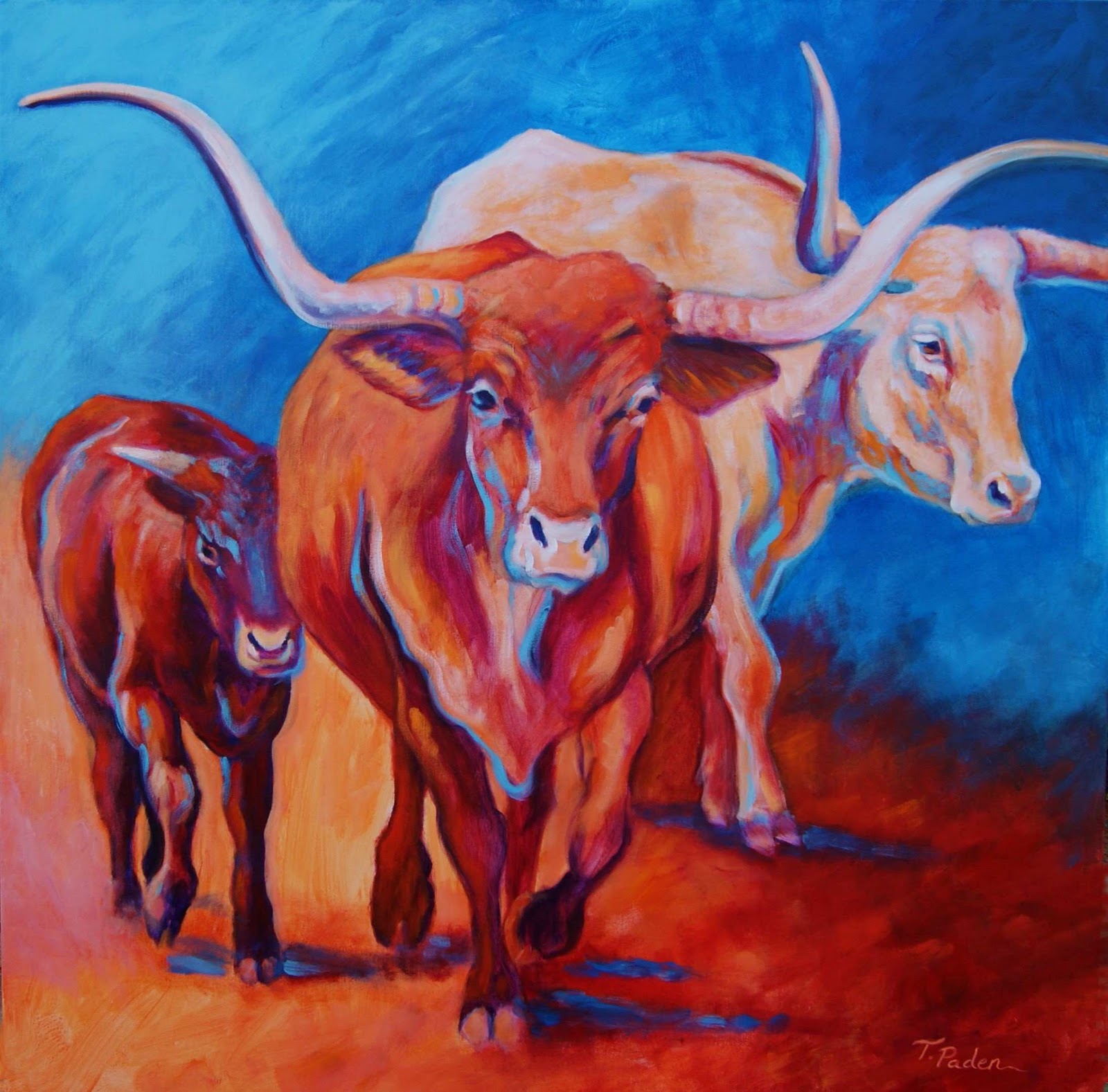 California Artwork Southwestern Abstract Art Longhorn Cow
