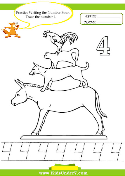 Number 4 Tracing Worksheet Kids
