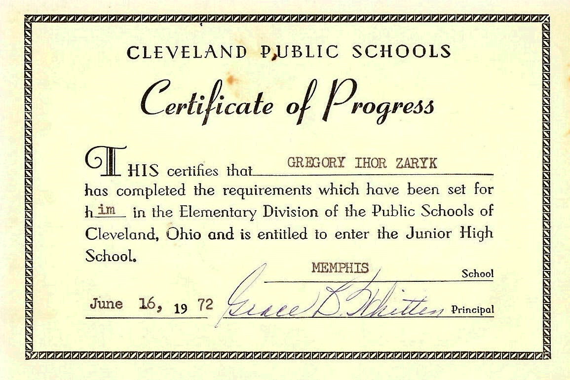 elementary graduation certificate