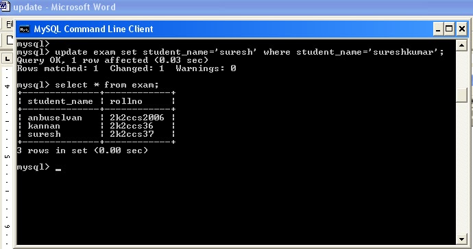 Use update SQL statement to