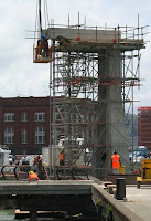 The upright section of the bridge at Kumutoto - nearing completion