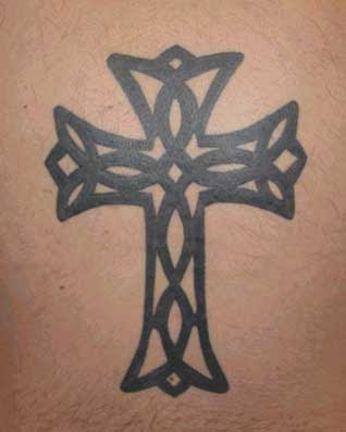 Bold black ink Celtic cross tattoo. Bold black ink Celtic cross tattoo