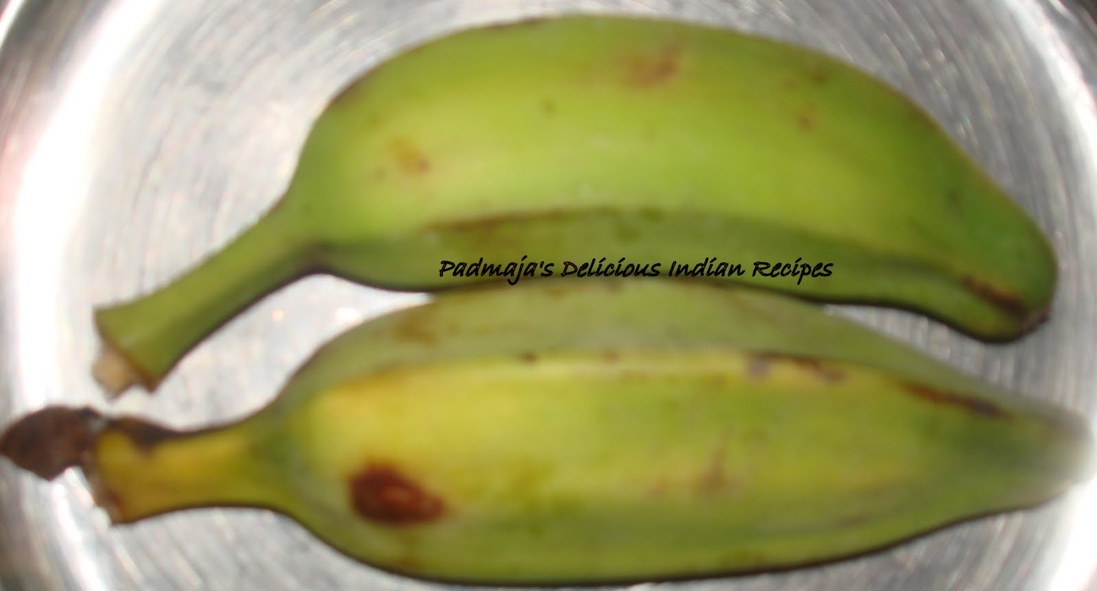 Padmaja's Delicious Indian Recipes Raw Plantain Fritters/ Aratikaya Bajji