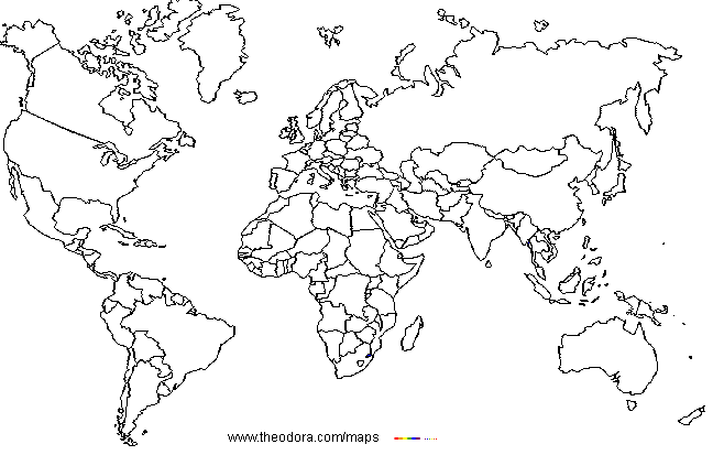 classroom for any mapping exercises of the world. The image is blank and