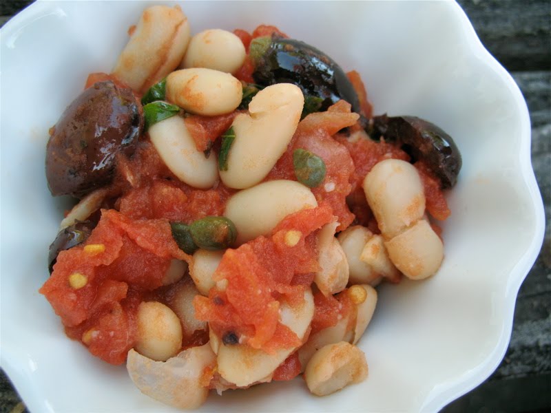 Albion Cooks Cannellini Beans in an TomatoOliveCaper Sauce