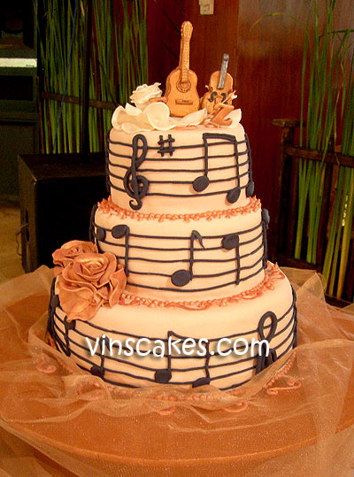 Guitar Violin Musical Theme Wedding Cake