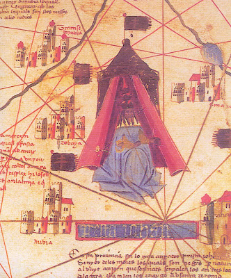 Prestes João Negro, detalhe do Mapa-Mundo Catalão (Modena, 1450-60, Biblioteca Estense,inv. C.G.A.I.)