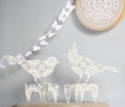 cake toppers. These are already so adorable all by their lonesome, can you imagine a cake beneath them? Lacy paper cake toppers by I Wanna Be.