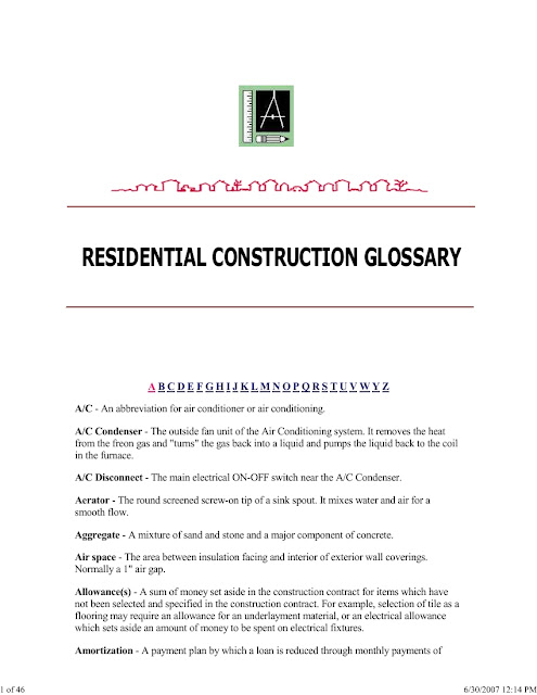 Architectural Glossary of Residential Construction( 1174/0 )