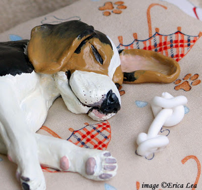 beagle sculpture, dog sculpt, art, polymer clay, nature visions