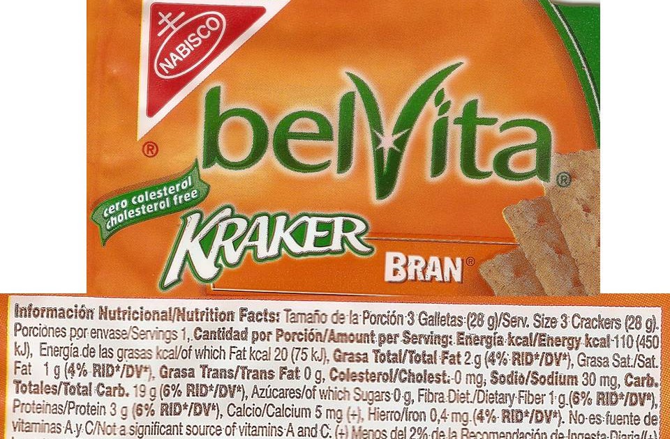 INFORMACIÓN NUTRICIONAL PH BELVITA KRAKER BRAN