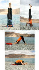 Yogacharya Samita practicing Asanas in Pangong Lake