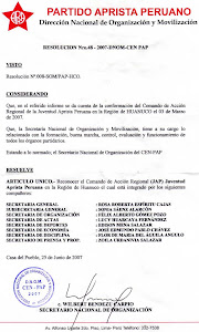 RESOLUCION REGIONAL DE LA JAP DE HUANUCO