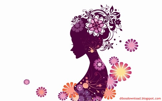 silhouette of women and flowers