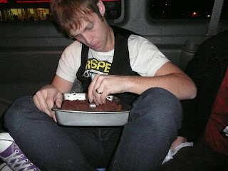 Barry MacKichan with Eli's birthday brownies after we went to Taco Bell.