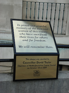 Brass Plaque at Nottinghamshire Couny Hall