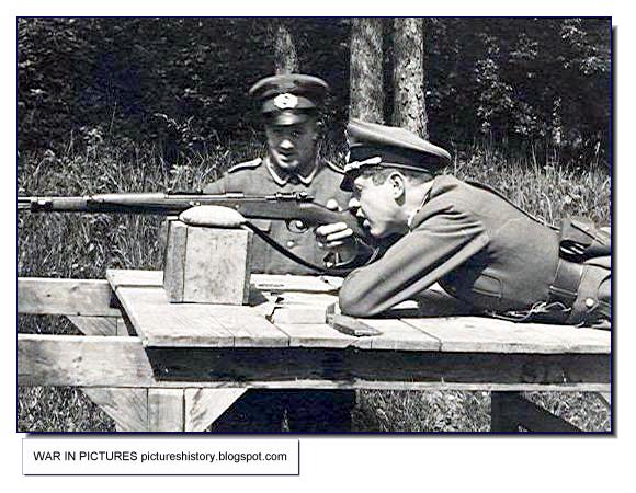 An officer of the Wehrmacht has target practice