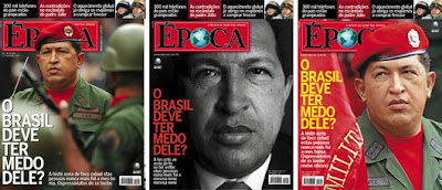 Chávez auf drei Cover-Entwürfen des Magazins 'Época'