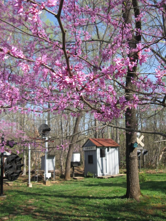 Spring colors frame some of the garden relics