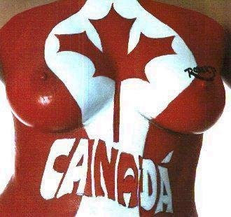 Body painting of a Canada flag