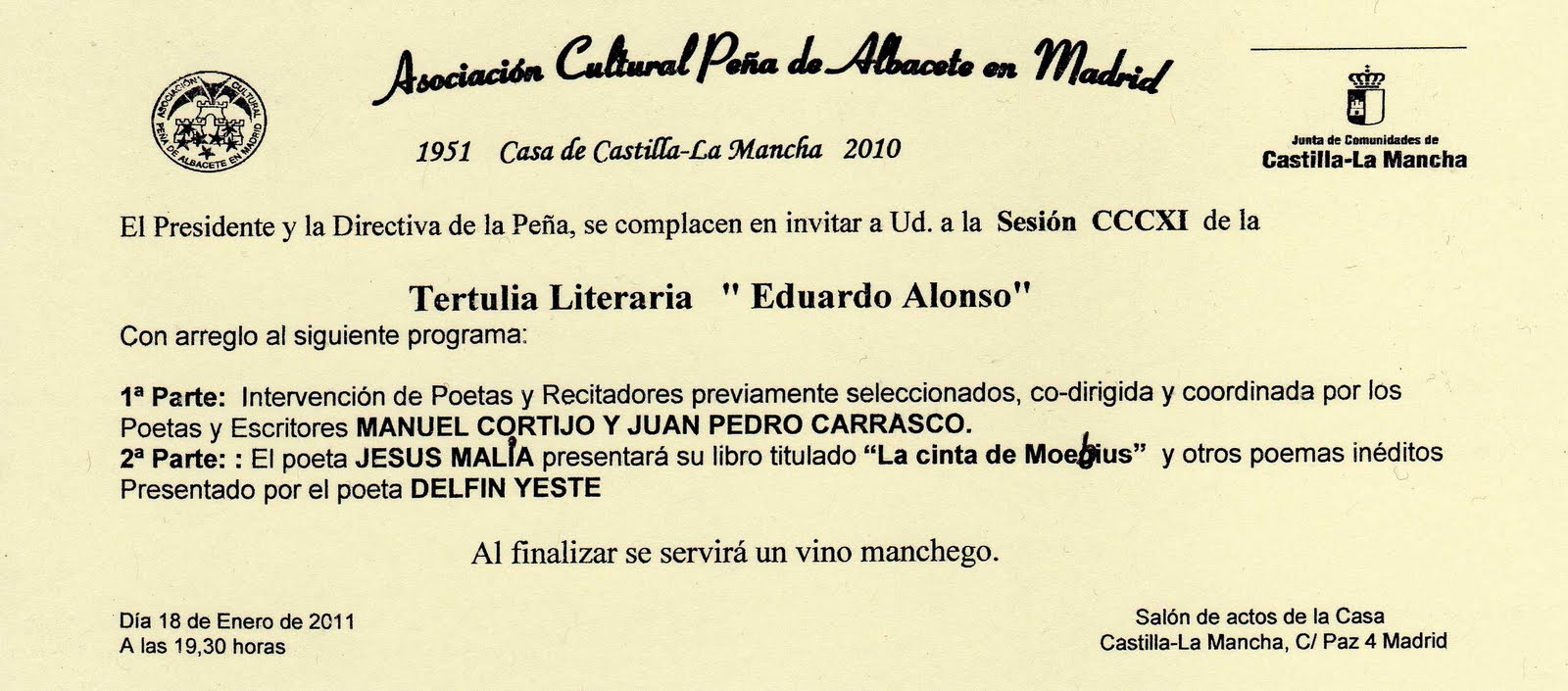 Invitación Lectura Jesús Malia CCM