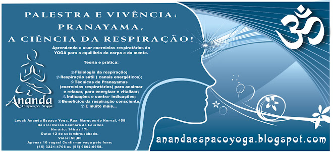 Eventos do mês de setembro: Palestra e vivência sobre pranayama! Clique na imagem e confira...