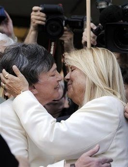 Robin Tyler, left, and Diane Olson at their wedding on June 16, 2008, Los Angeles, California