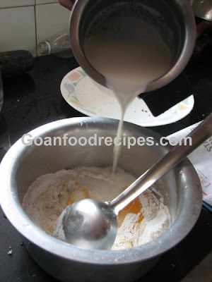 Add milk to the pancake mixture
