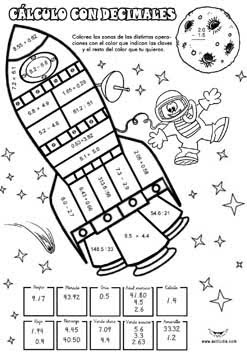 FICHAS DE EJERCICIOS DE CÁLCULO CON DECIMALES : FICHAS PARA NIÑOS