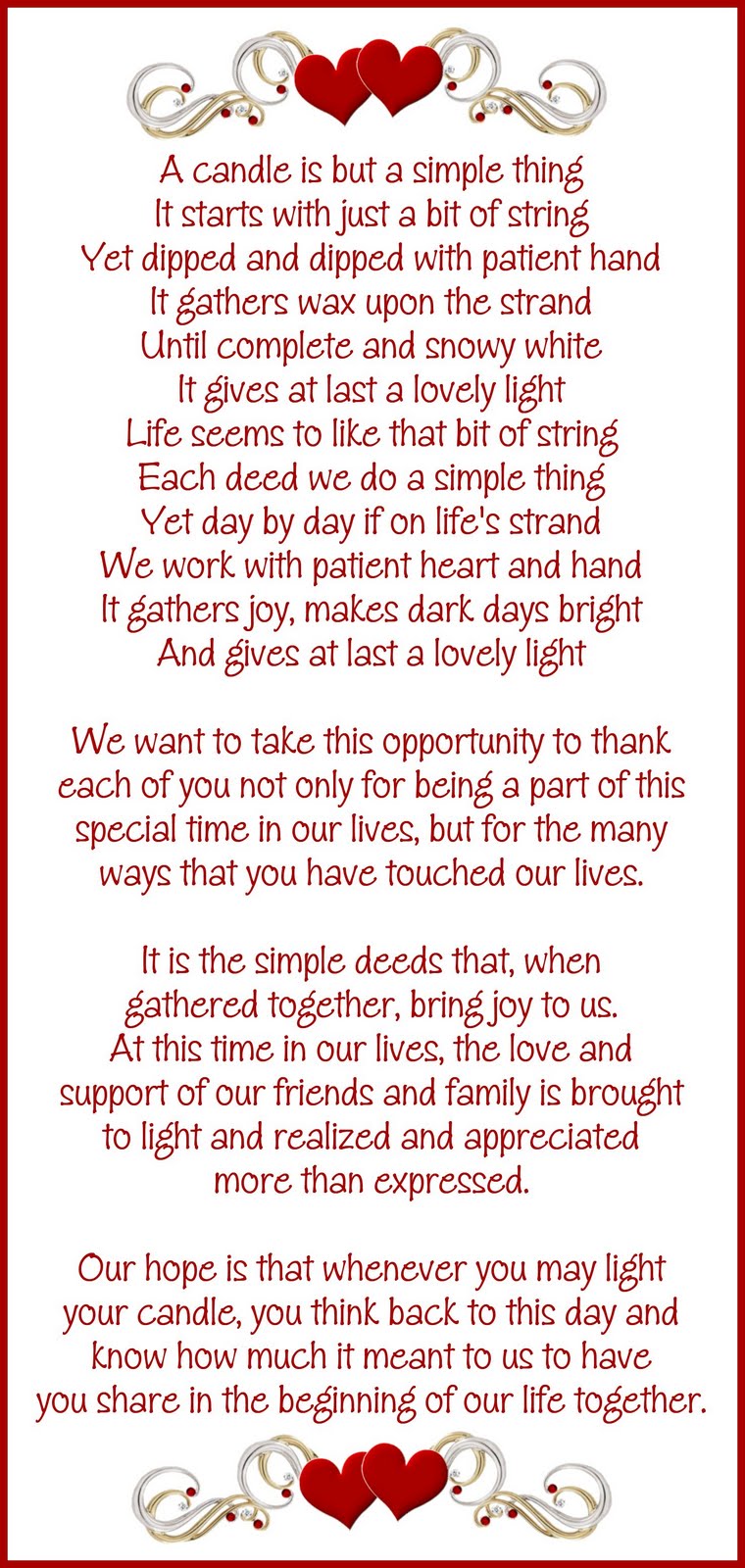 Baby Shower Candle Favors Poem Bridal shower poems symbolism.