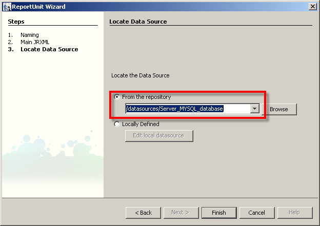 Report Unit select jrxml file