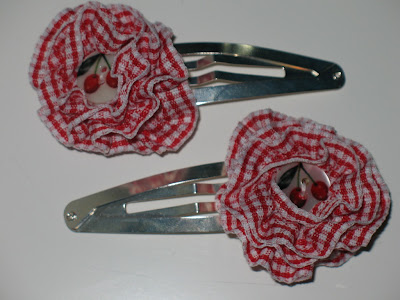 Gingham rose hair clips