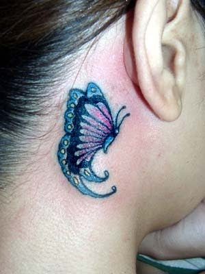 behind ear tattoos for girls. ehind ear tattoos.